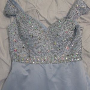 Light Blue Satin Mermaid Prom Gown Size 14